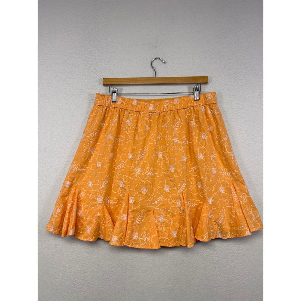 Boho Tropical LOFT Petites Womens LP Orange Floral Embroidered Mini Skirt